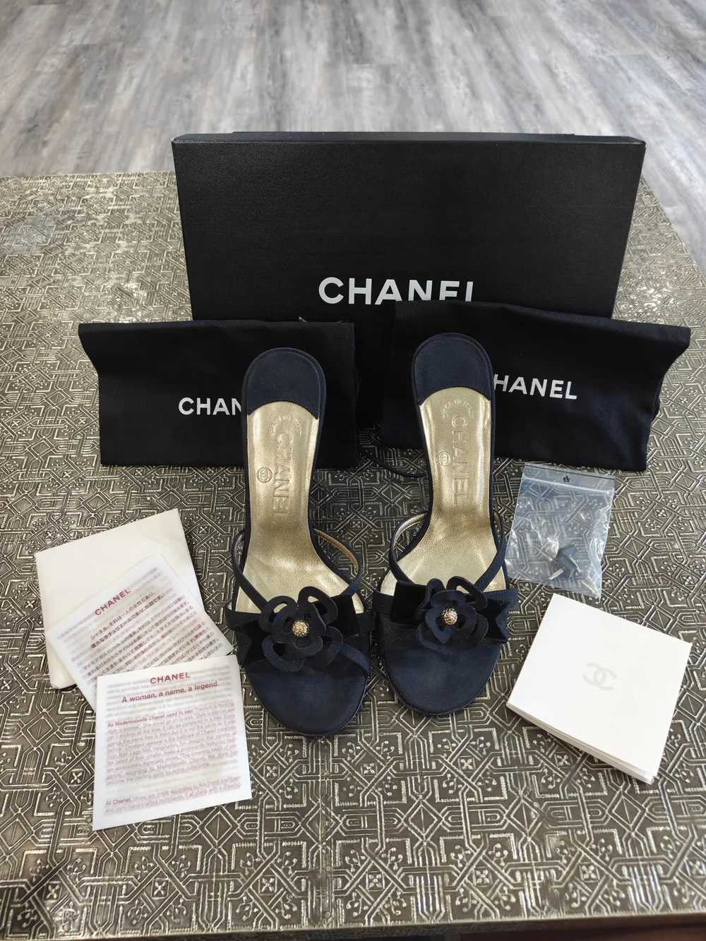 CHANEL Women's Black Camellia Mules 3